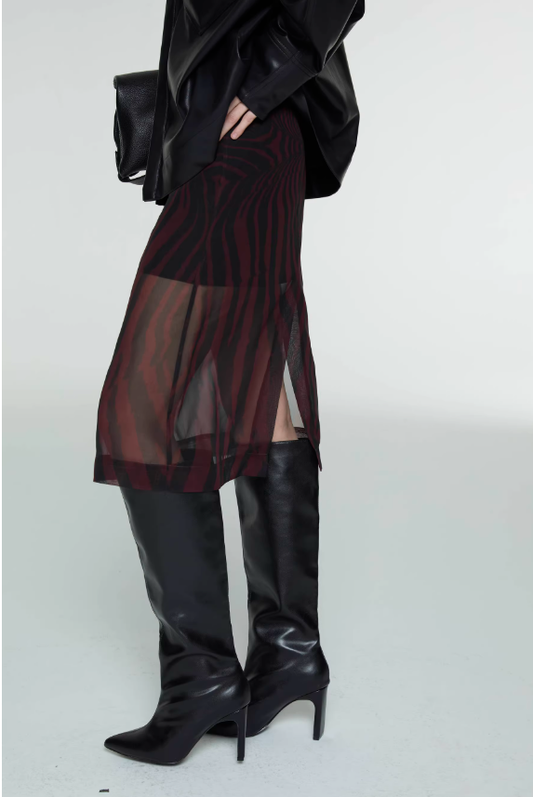 Savanna Trace – Sheer Leopard Straight Skirt