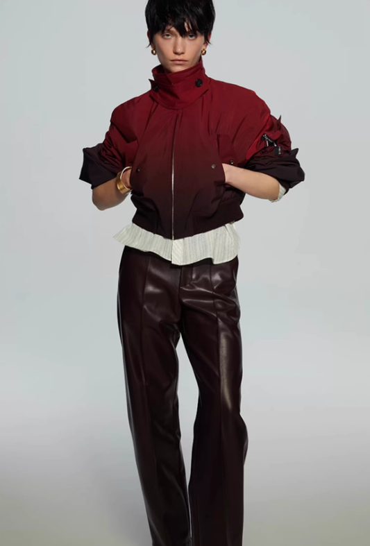 Crimson Fade – Gradient Bomber Jacket