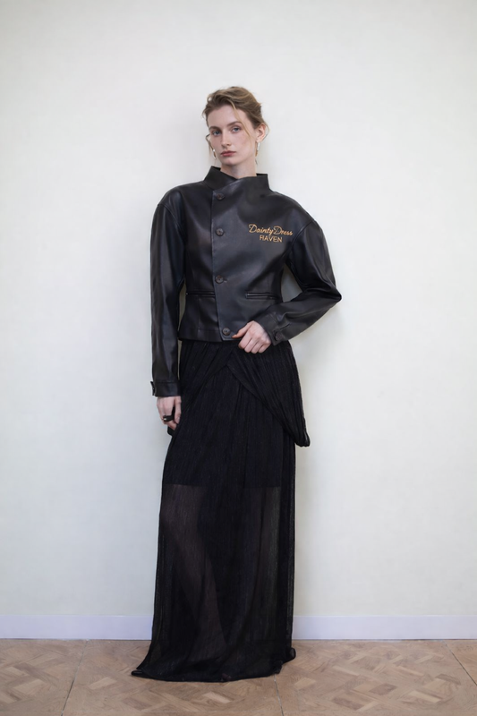 Noir Halo – Cropped Leather Jacket