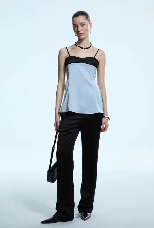 Ocean Pleat – Tuck-Detail Strap Tank Top