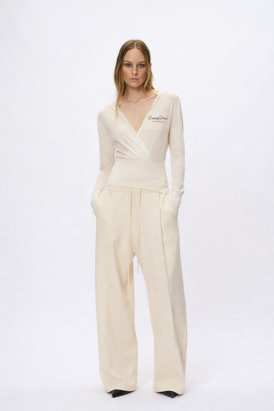 Cloud Fold – Ruched Hooded Knit Top