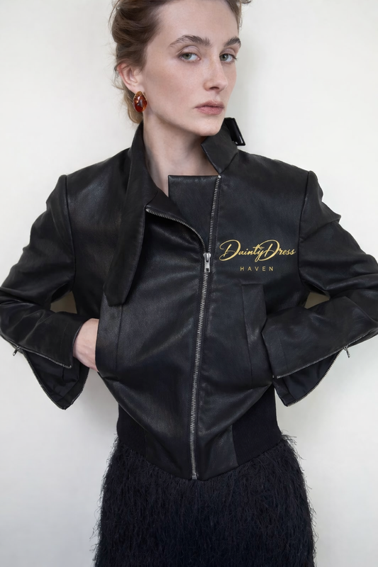 Midnight Shape – Sculpted Leather Crop Jacket