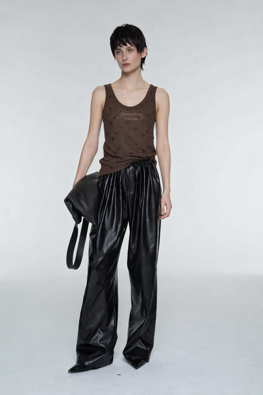 Amber Gleam – Beaded U-Neck Camisole Top